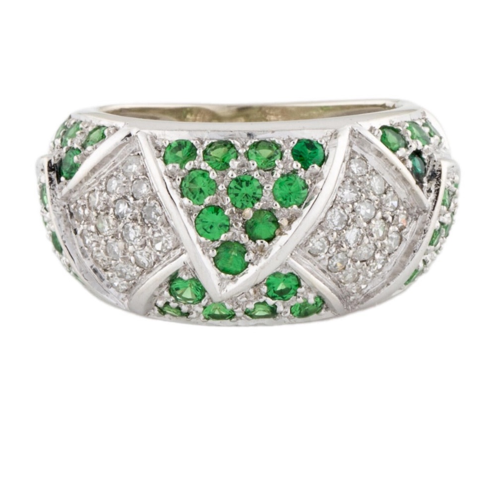 WOW 14k Diamond & Tsavorite Pinky Ring 3.75
